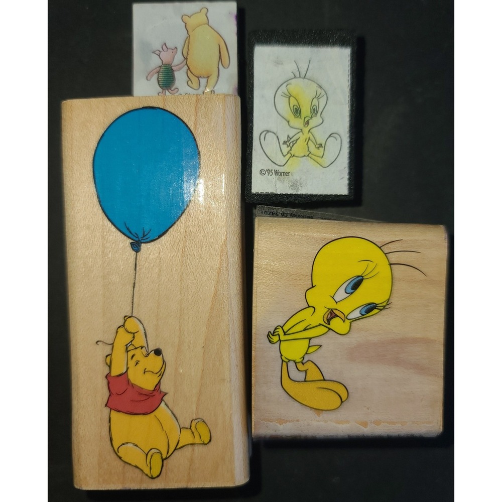 Disney Rubber Stamp Lot 11 pc Winnie the Pooh Mickey Mouse Tweety Bird Vintage - Picture 5 of 8